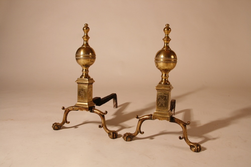 antique Chippendale andirons