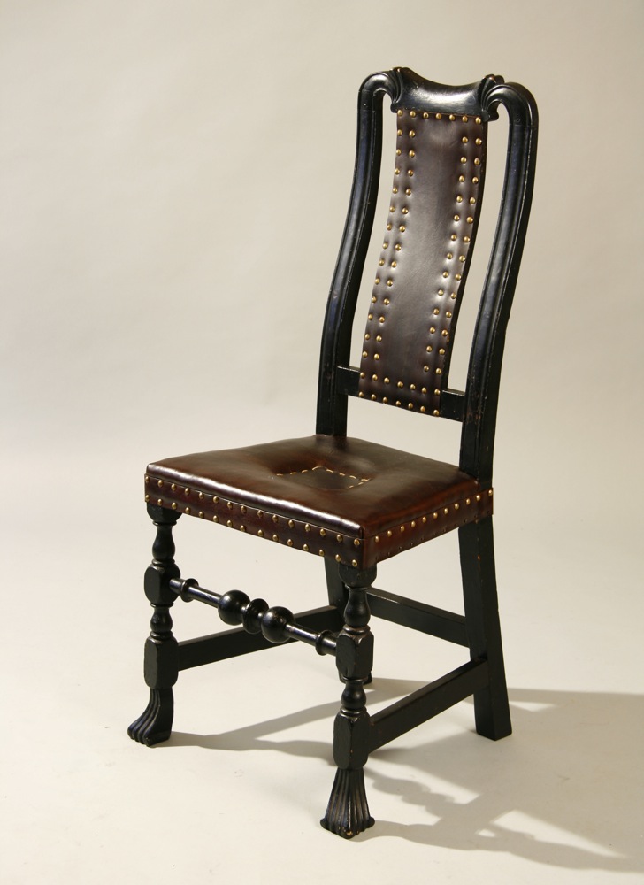 antique Queen Anne 'leather' chair