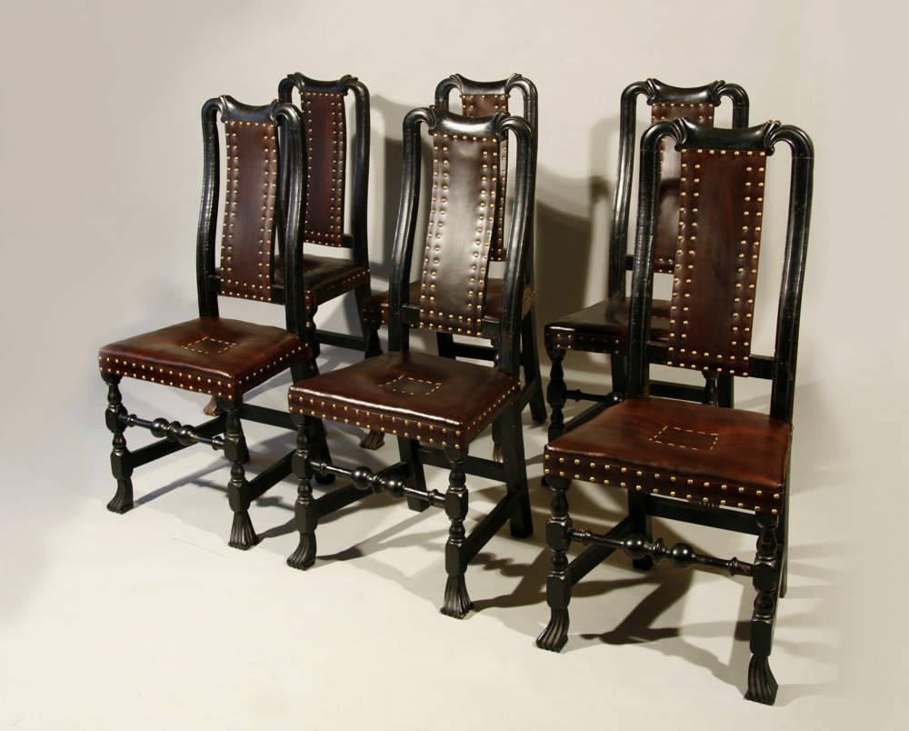 antique Queen Anne 'leather' chairs