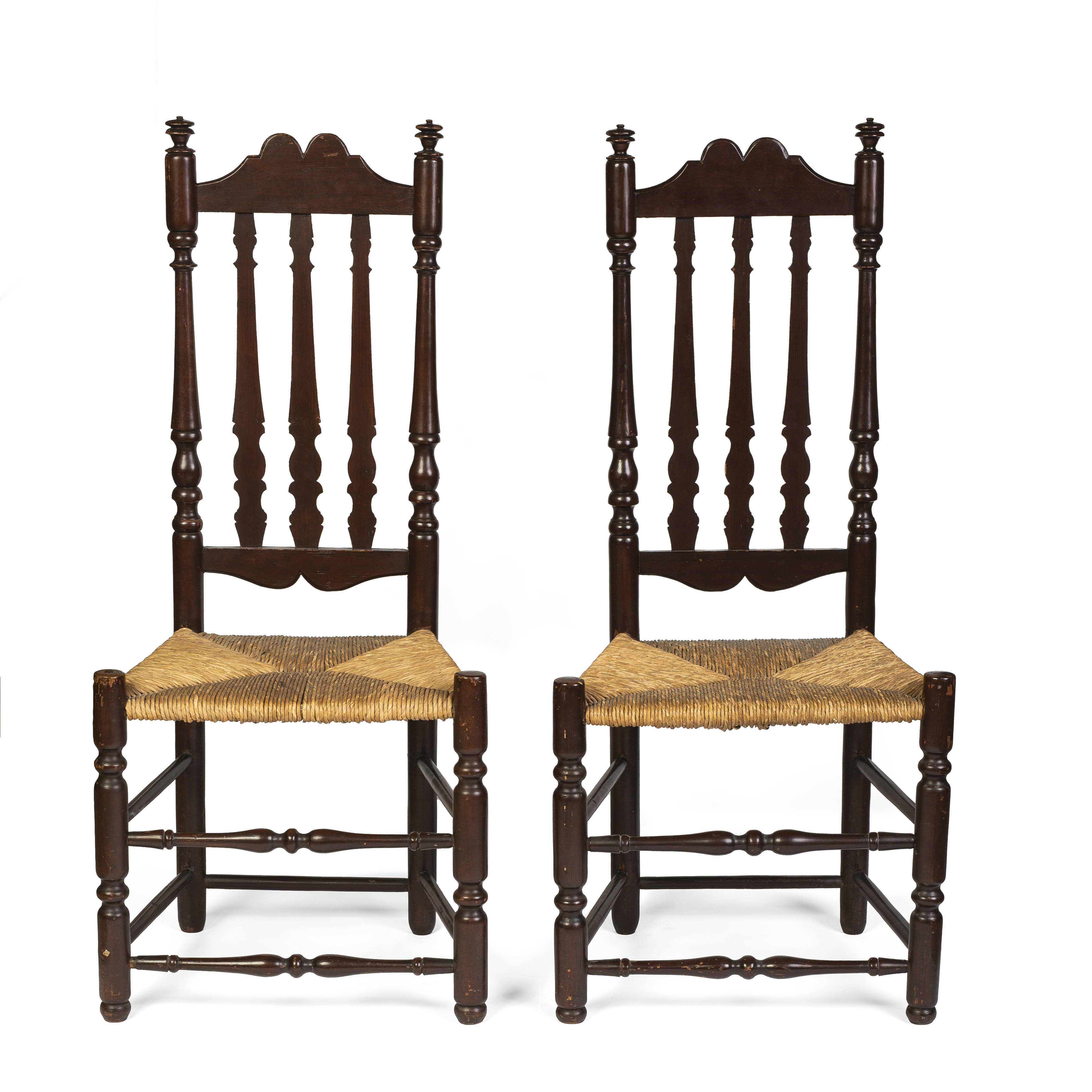 A fine pair of banister-backed side chairs