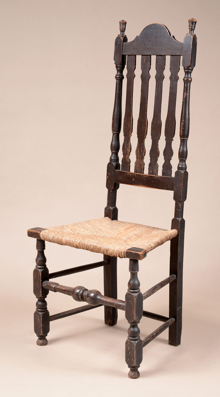 A William and Mary canted back banister backed sidechair